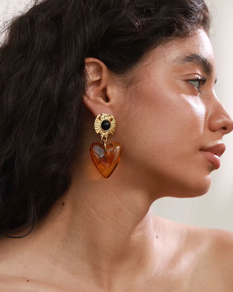 Amber Heart Muse Earrings
