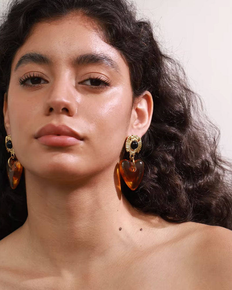 Amber Heart Muse Earrings