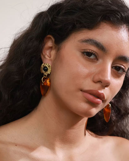 Amber Heart Muse Earrings