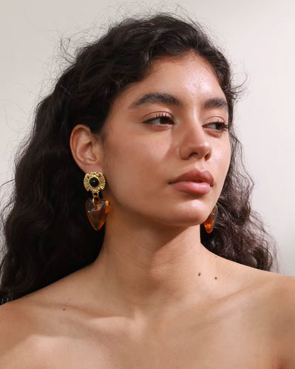 Amber Heart Muse Earrings