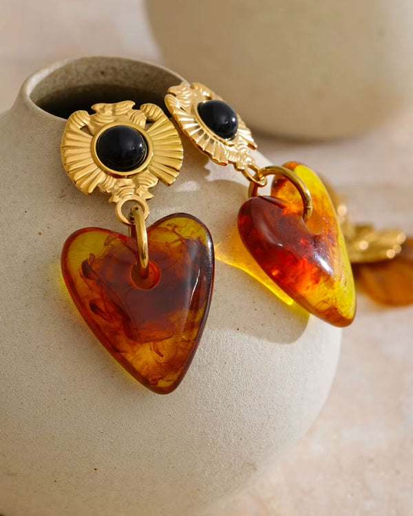 Amber Heart Muse Earrings