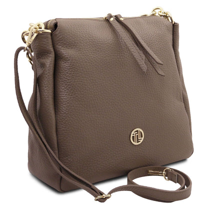 Amy Soft Leather Tote Bag Dark Taupe Pebbled Leather by Montipi Australia