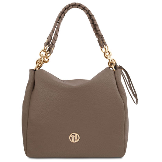 Amy Soft Leather Tote Bag Dark Taupe by Montipi Australia