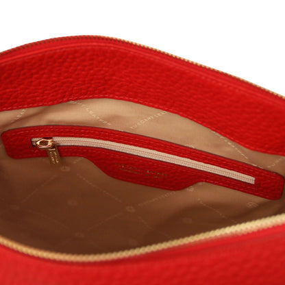 Amy Soft Leather Tote Bag Red Designer Beige Interior Couture Zip pocket details by Montipi Australia