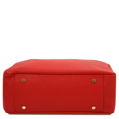Amy Soft Leather Tote Bag Red with Protective gold tone Hardware at the Bottom of the Bag by Montipi Australia
