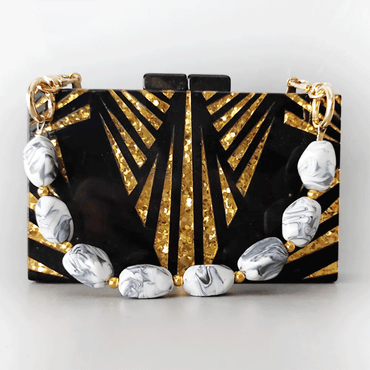 Art Deco Black Acrylic Clutch Bag Montipi