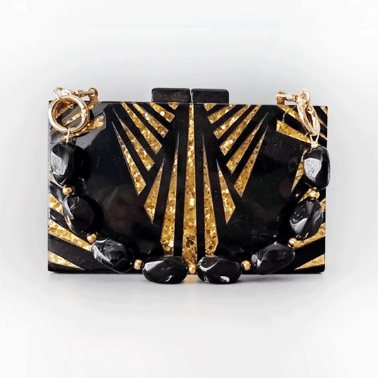 Art Deco Black Acrylic Clutch Bag Montipi