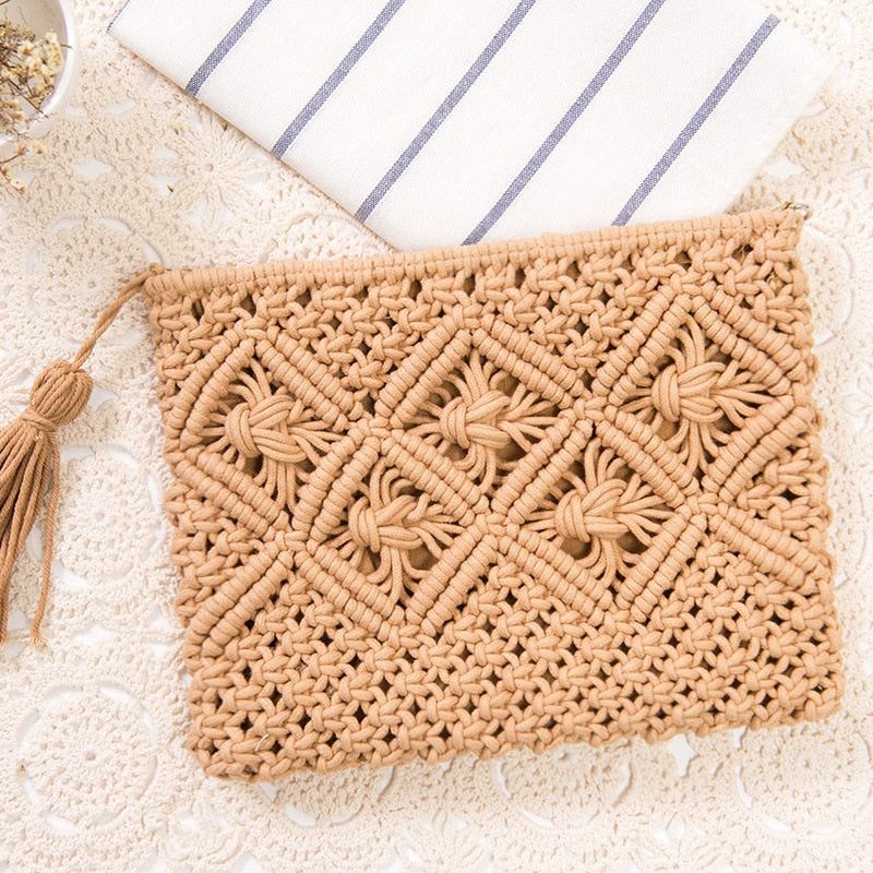 Beach Boho Macrame Clutch Bag Montipi