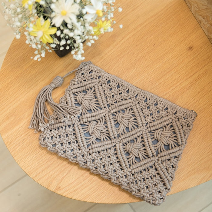 Beach Boho Macrame Clutch Bag Montipi