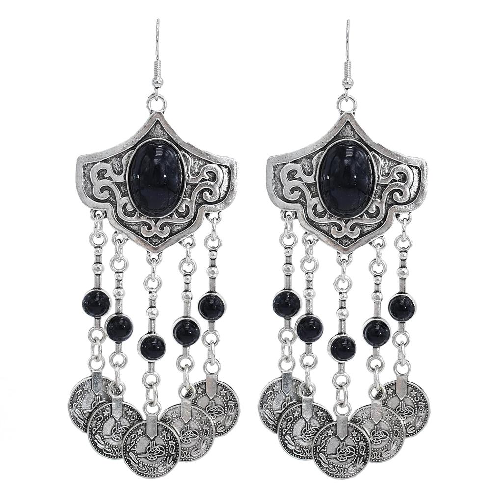 Bohemian Ethnic Black Ornaments Earrings Montipi