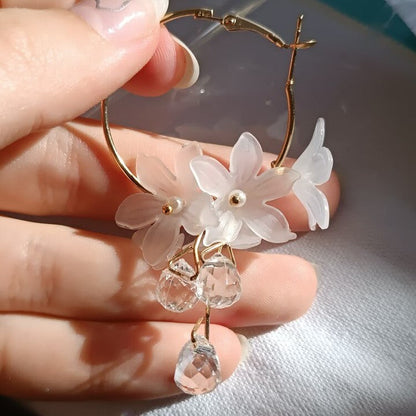 Bridal Boho Chic White Flower Earrings Montipi