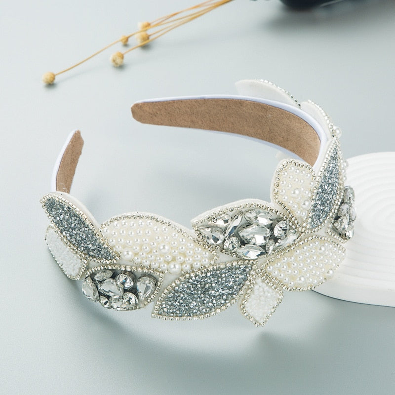 Bridal Boho White Crystals Headband Montipi