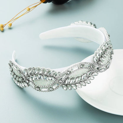 Bridal Boho White Crystals Headband Montipi