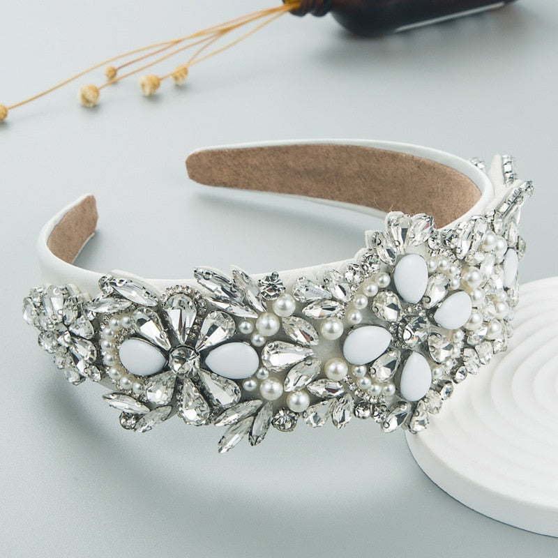 Bridal Boho White Crystals Headband Montipi