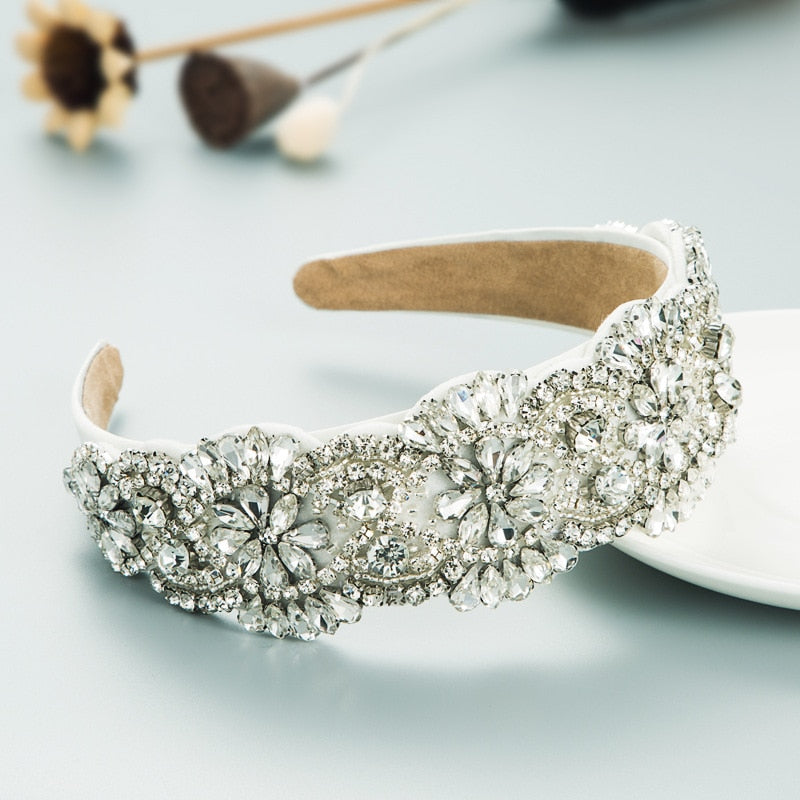 Bridal Boho White Crystals Headband Montipi