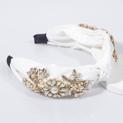 Bridal Boho White Crystals Headband Montipi