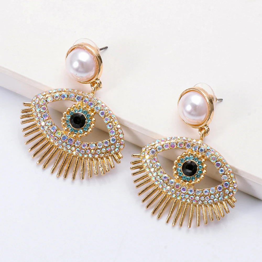 Chic Evil Eye Pearl Drop Earrings Montipi