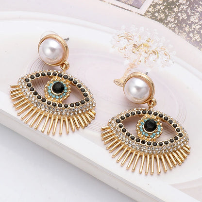 Chic Evil Eye Pearl Drop Earrings Montipi