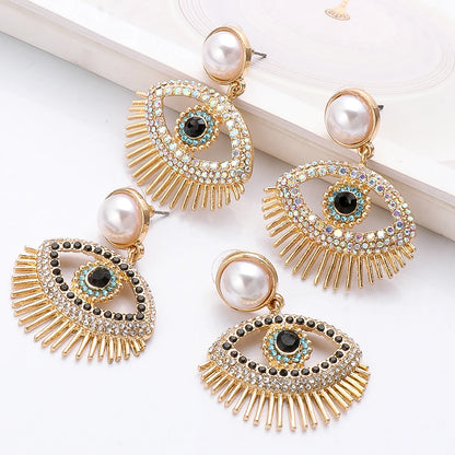 Chic Evil Eye Pearl Drop Earrings Montipi