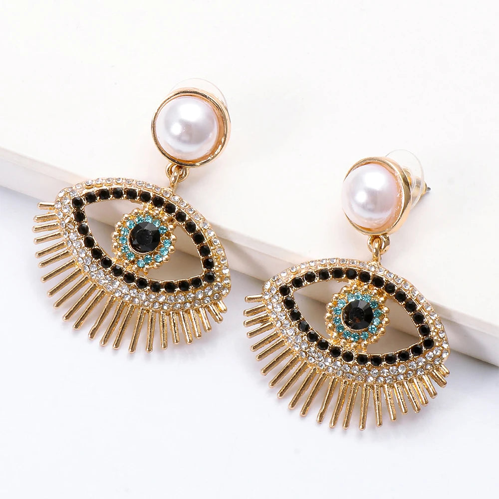 Chic Evil Eye Pearl Drop Earrings Montipi