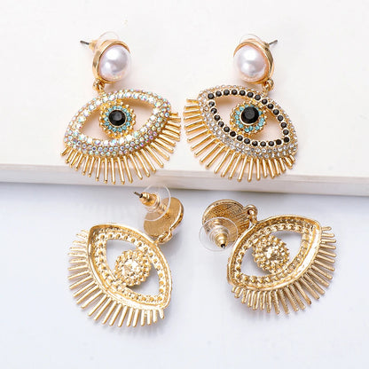 Chic Evil Eye Pearl Drop Earrings Montipi