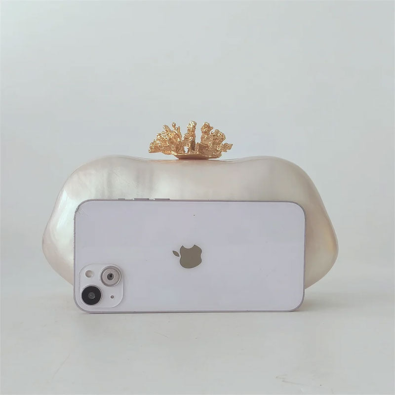 Coral Pearl Clutch Bag