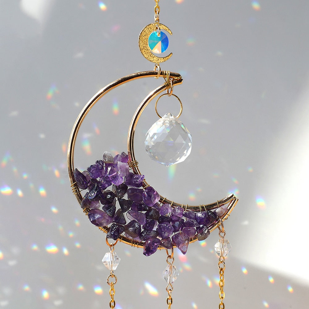 Crystal Moon Purple Suncatcher Home Decor Montipi