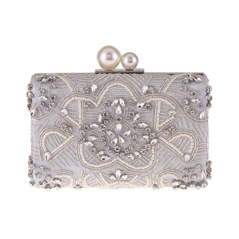 Crystal Pearl Statement Clutch Bag Montipi