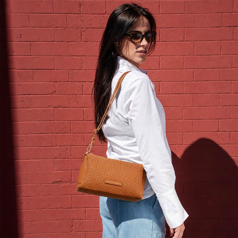 Dedalo Woven Leather Shoulder Bag