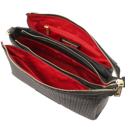 Dedalo Woven Leather Shoulder Bag