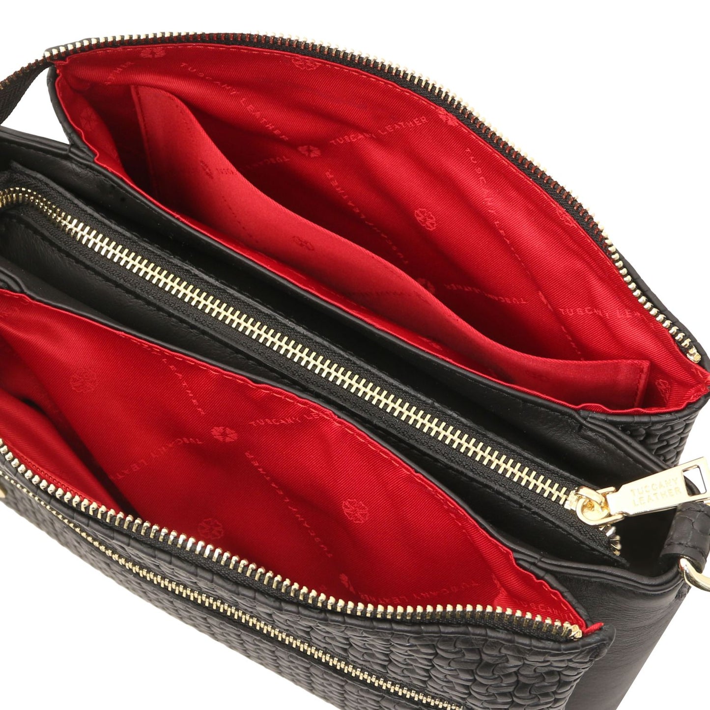 Dedalo Woven Leather Shoulder Bag