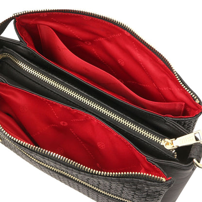 Dedalo Woven Leather Shoulder Bag