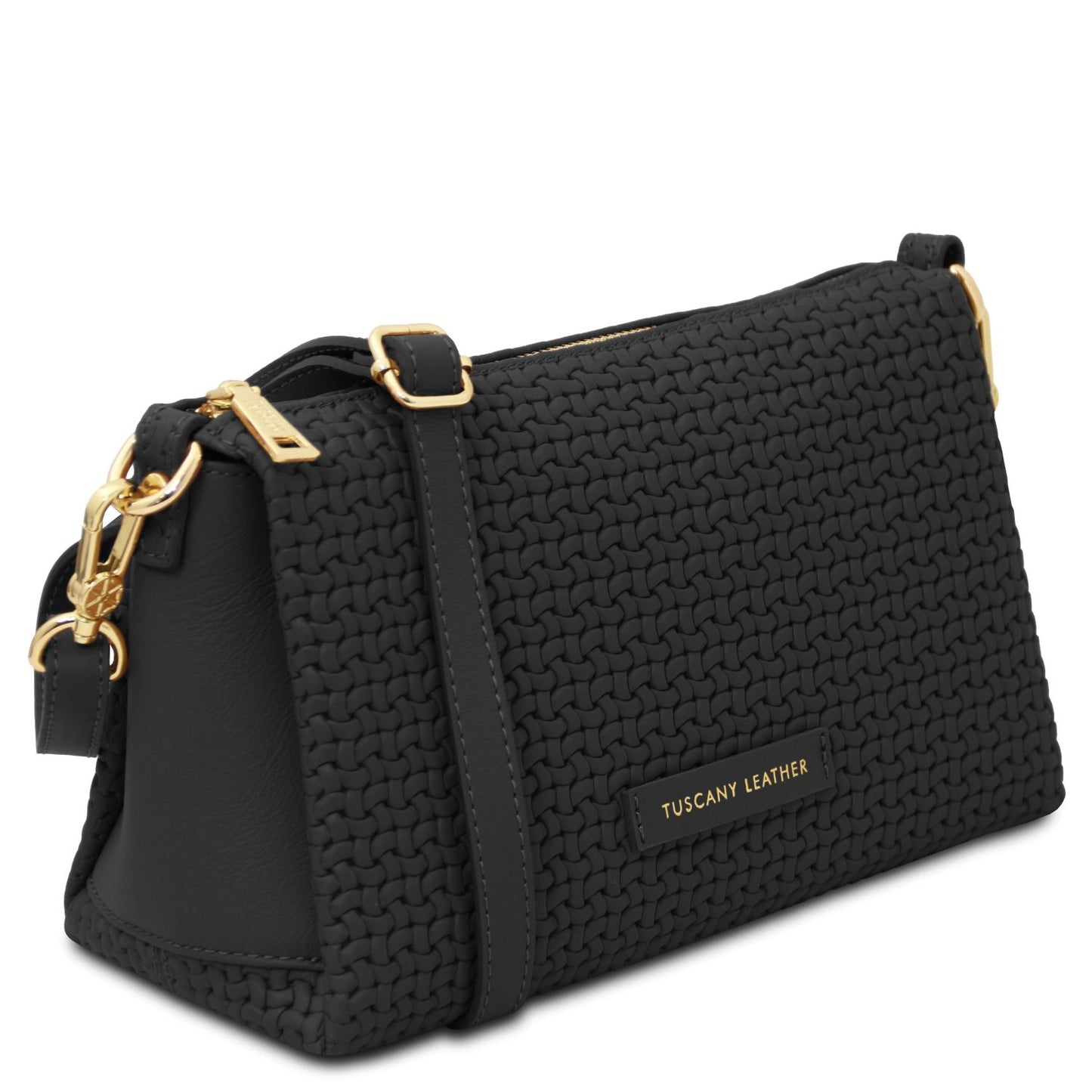 Dedalo Woven Leather Shoulder Bag
