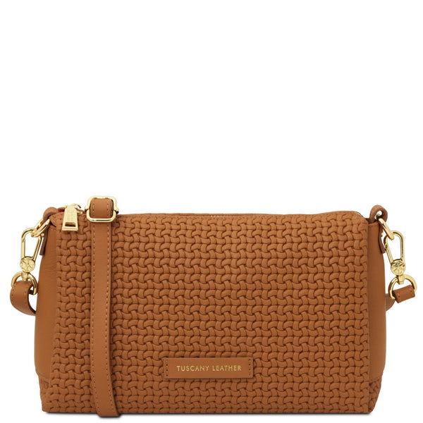 Dedalo Woven Leather Shoulder Bag