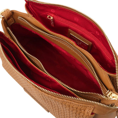 Dedalo Woven Leather Shoulder Bag