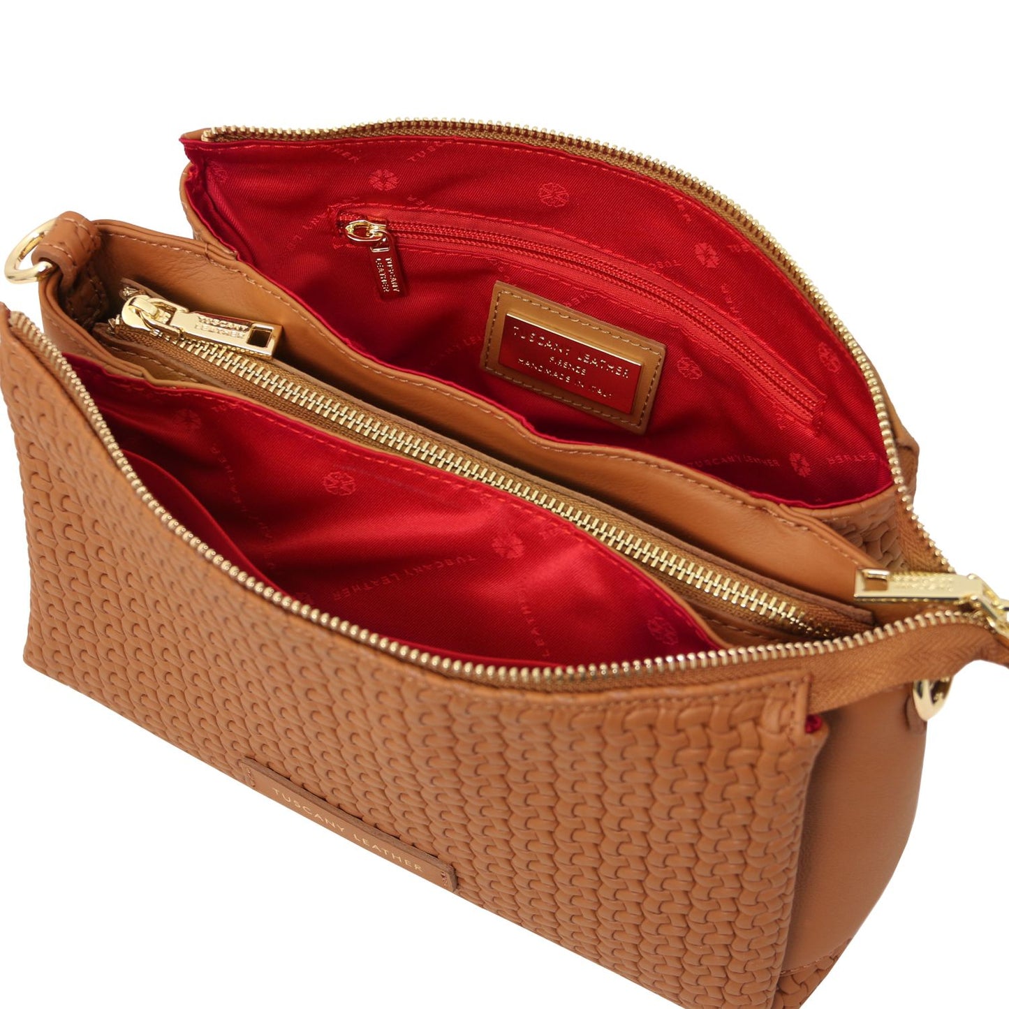 Dedalo Woven Leather Shoulder Bag