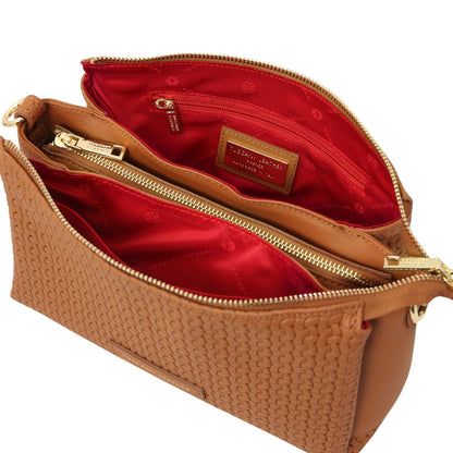 Dedalo Woven Leather Shoulder Bag