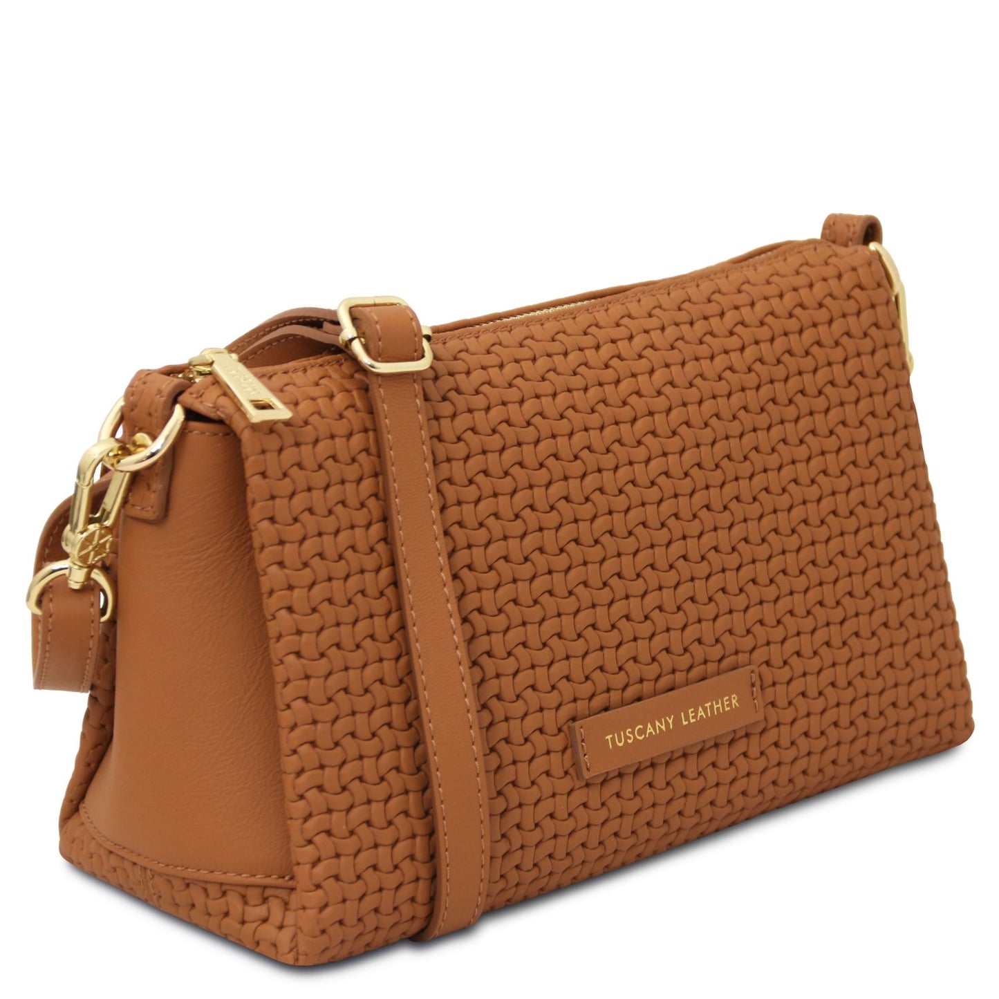 Dedalo Woven Leather Shoulder Bag