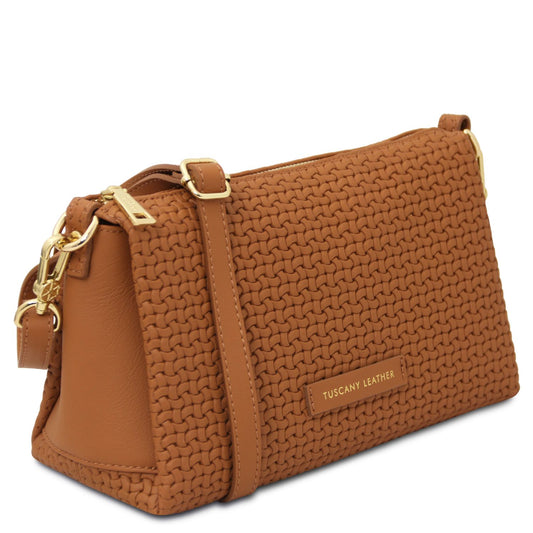 Dedalo Woven Leather Shoulder Bag