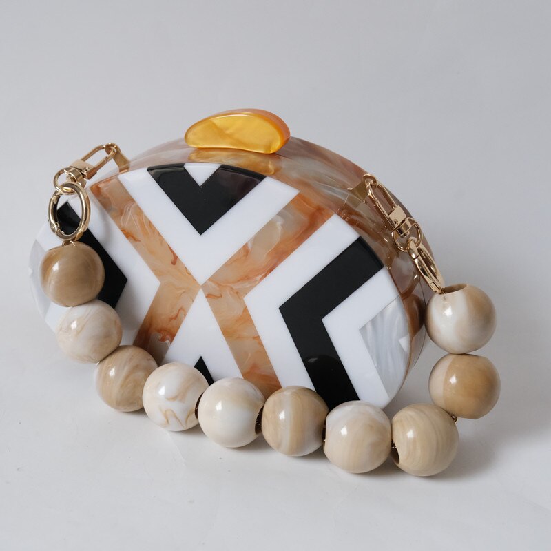 Eclectic Boho Designer Striped Acrylic Clutch Bag Montipi