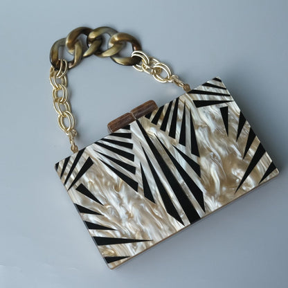 Eclectic Boho Designer Zebra Acrylic Bag Montipi