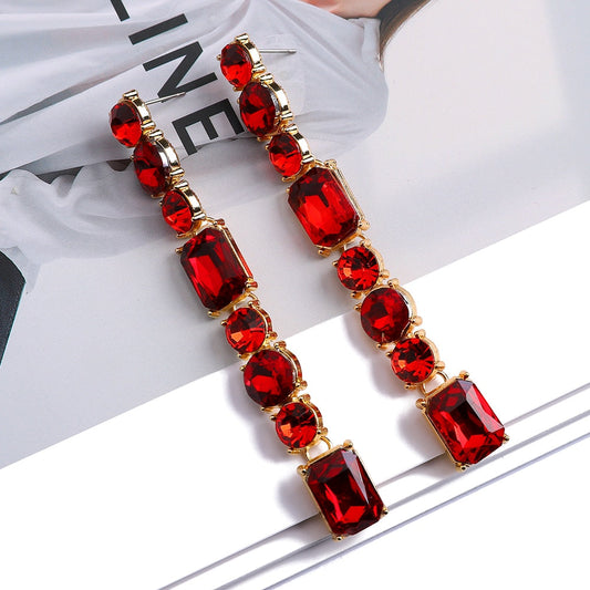 Eclectic Chic Rhinestone Long Drop Earrings Montipi