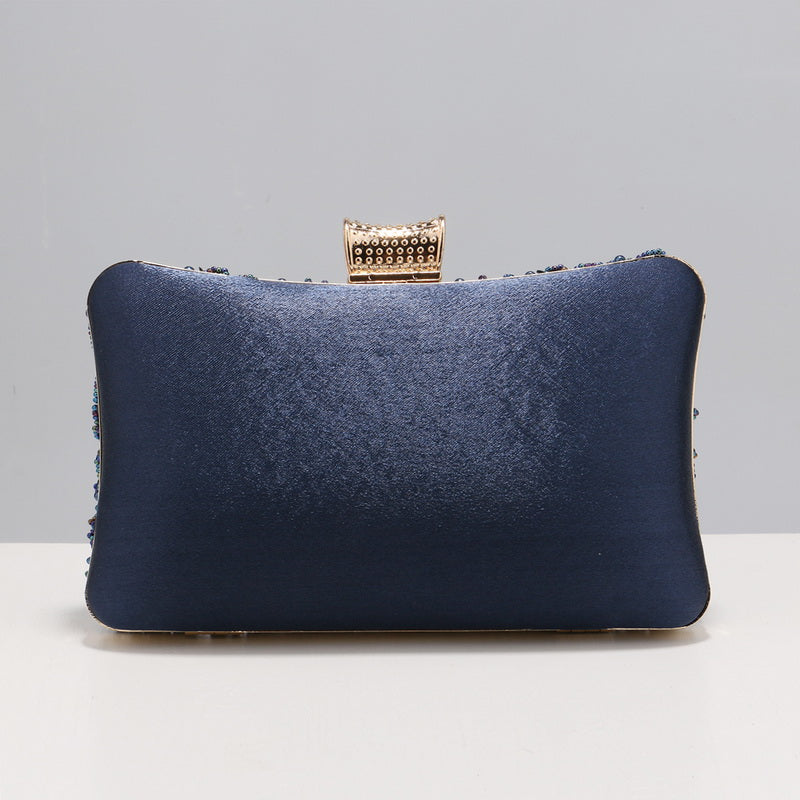 Elegant and Sophisticated London Blue Pearl Evening Clutch Bag with soft blue satin back by Montipi Australia
