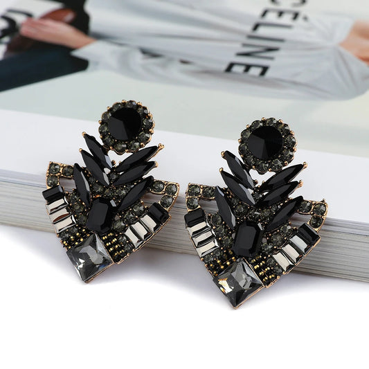 Elegant Black Crystal Earrings with unique stylish crystal rhinestones design by Montipi Australia