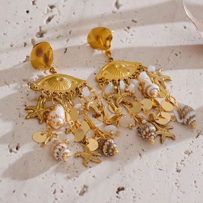 Evil Eye Shell Earrings