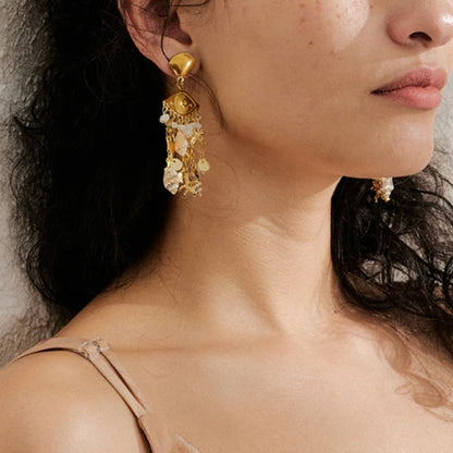 Evil Eye Shell Earrings