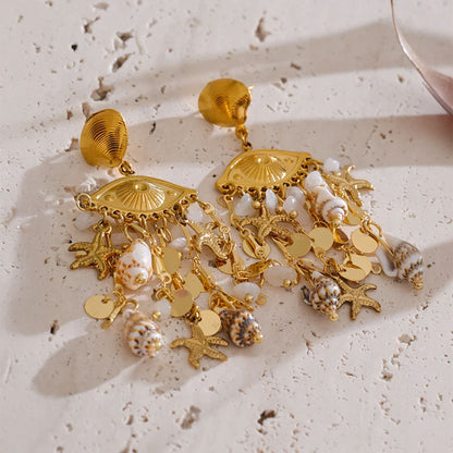 Evil Eye Shell Earrings