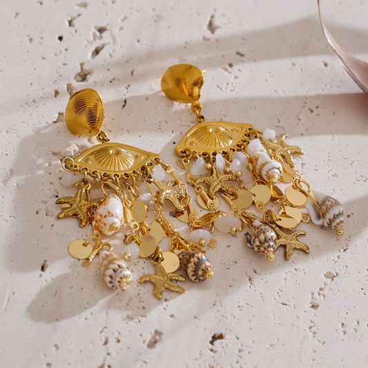 Evil Eye Shell Earrings