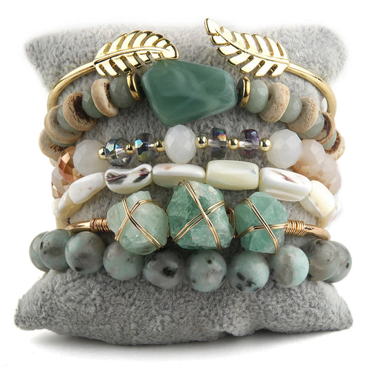 elegant Teal Fantasy Beaded Bracelet Set by Montipi Australia