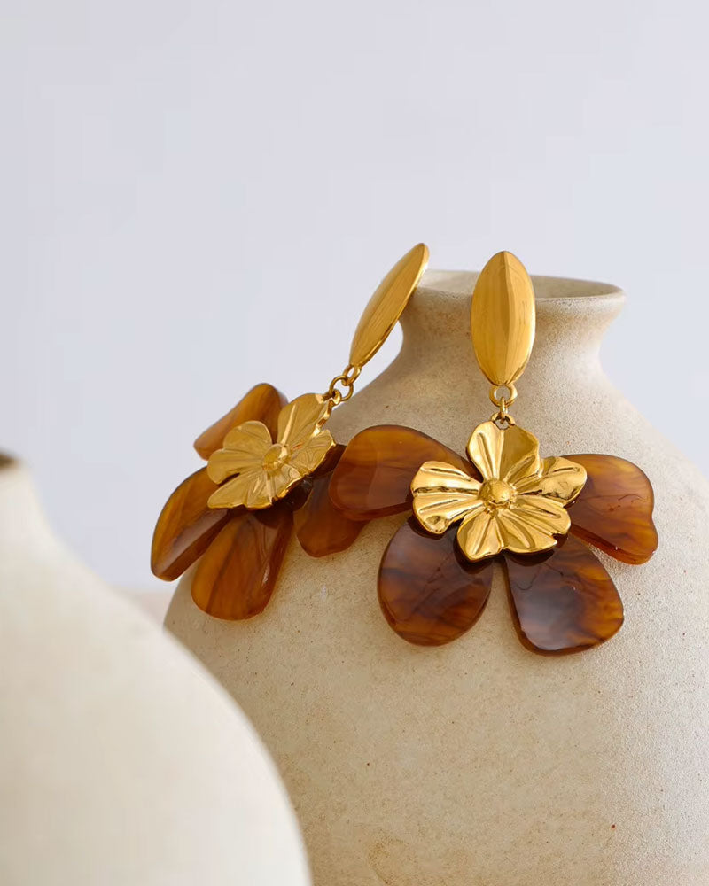 Floral Amber Earrings